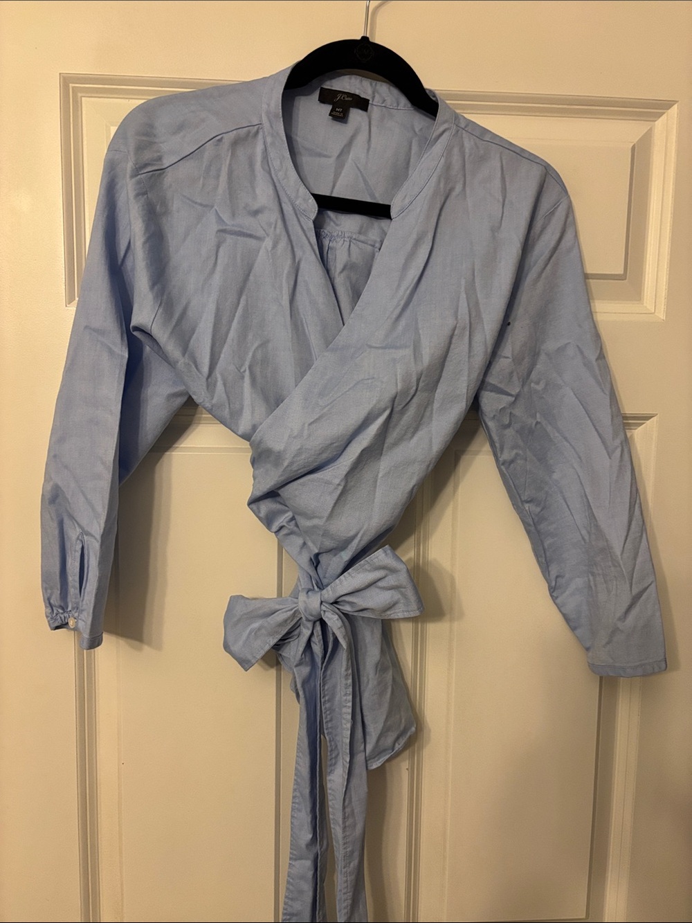 J. Crew Factory Light Blue Wrap Top with Tie